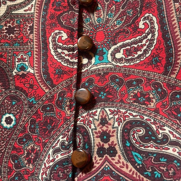 NWOT Talbots Red Opulent Damask Button-front Faux Wrap Pencil Skirt - Picture 14 of 16